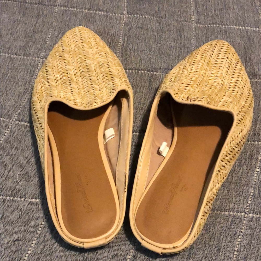 Universal Thread Tan Mules with Woven Texture